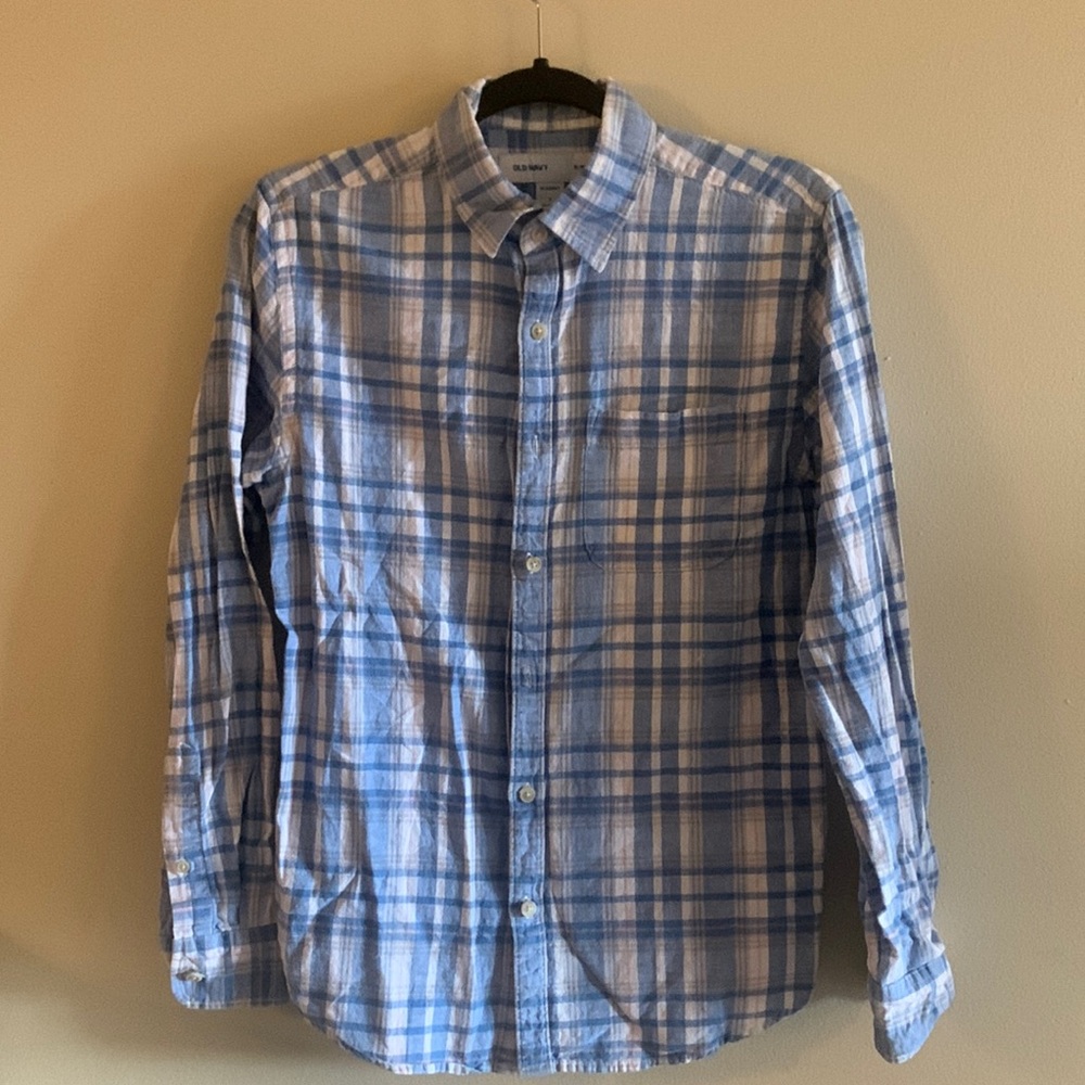 Old Navy Blue Plaid Button Down